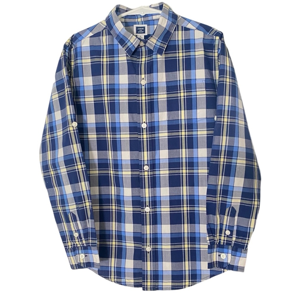 Janie & Jack Plaid Long Sleeve Button-Down Shirt Boys size 8